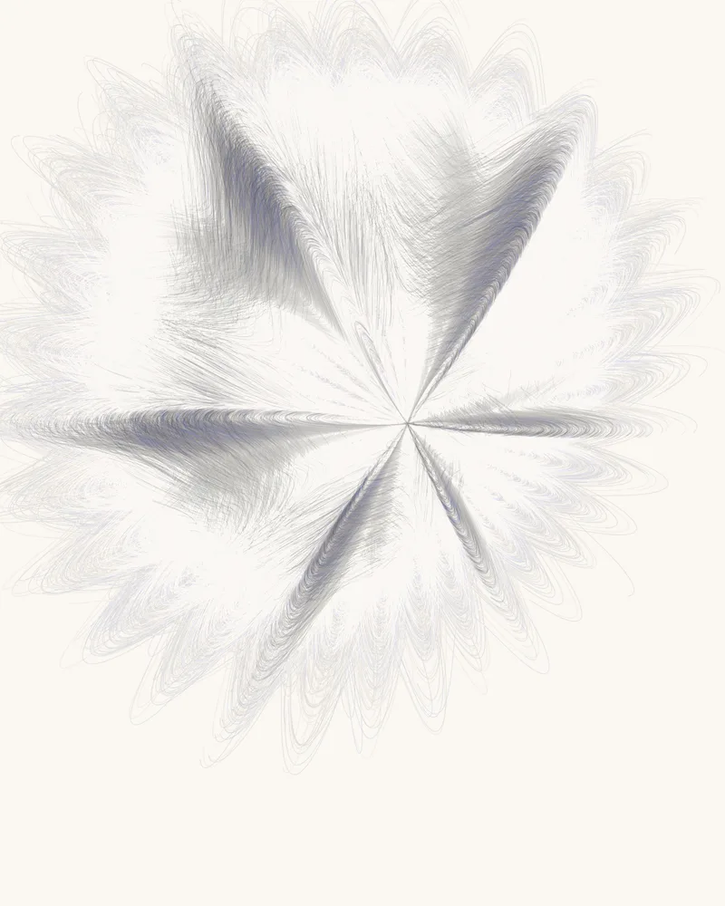 Edition print: six-fold rose — a graphite pinwheel drawn in silverpoint strokes on bone
